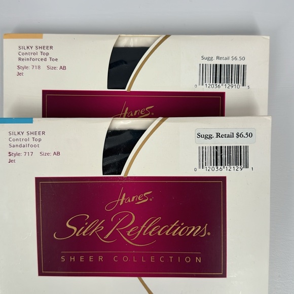 Lot of 2 Hanes Silk Reflections Control Top Size AB - Jet Black - Picture 2 of 4